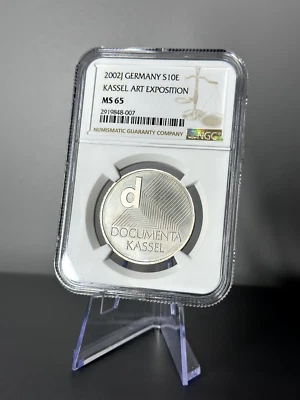 2002-J Germany 10 Euro – Documenta Art Exhibition – NGC MS65 – .925 Silver KM#21 - Image 1 of 2