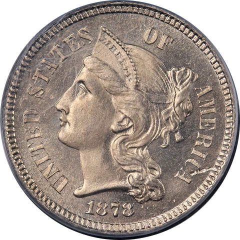 1878 Three (3) Cent Nickel Proof PCGS PR65 CAM Superb Eye Appeal Strong Strike Cover