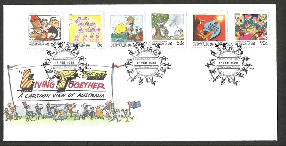 Living Together 1988 edición FDC SYDNEY 17-1988 TIRA/6 Foto 1 de 1