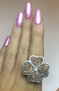 Vintage Sterling With Heart Shaped Gray Quartz Ring Size 8 - Picture 1 of 6