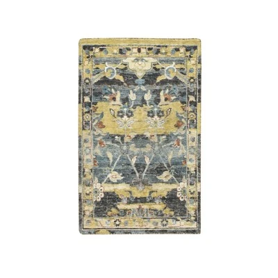 2'x3'3" Blue with Yellow Zoroastrian Design Wool Hand Knotted Sample Rug G75697 - Image 1 of 4