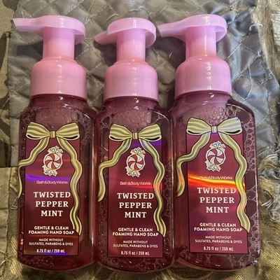 Jabón de manos espumoso suave Navidad 3 Bath & Body Works MENTA RETORCIDA NUEVO Foto 1 de 3