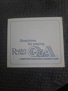 Vintage Readers Digest Q&A Computer elektronisches Spiel 1980 nur Spielanweisungen - Bild 1 von 5