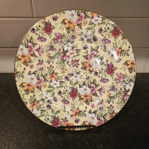 Bethany Chintz Bone China Dinner Plate Pale Yellow Background Staffordshire ENG - Picture 1 of 7