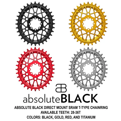 absoluteBLACK Oval T-Type DM 8 Hole Chainring for SRAM Titanium - Brand New - Image 1 of 1