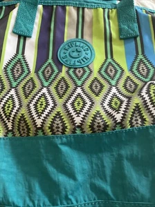 Kipling 2 Way Tote Shoulder Bag Teal Vibrant Geometric Aztec Print Weekender Pur - Picture 1 of 9