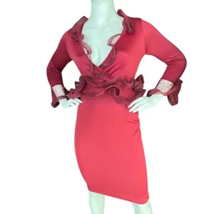 Burgundy Wine Red Plus Size Dress with Frill accent size 2XL STORE CLOSEOUT!!!!! - Picture 1 of 4