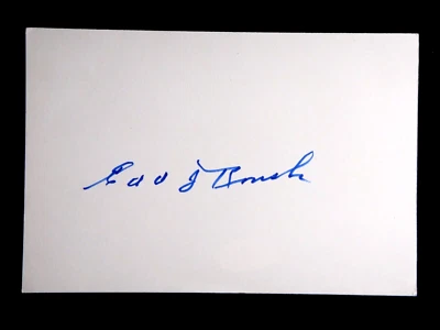 EDD ROUSH JSA CERTIFIED SIGNED INDEX CARD AUTOGRAPHED AUTO HALL OF FAME HOF - Image 1 of 2
