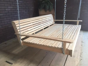 Swing Bed Cypress Unfinish Wood Heavy Duty Chains Free Shipping Made in USA - Picture 1 of 11