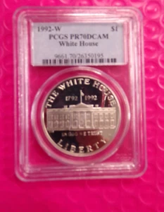 1992-W PR70 DCAM White House Commemorative Silver Dollar PCGS - Picture 1 of 2