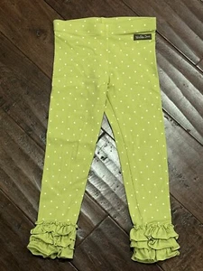 Matilda Jane Enchanted Garden On Point Dot-Print Leggings 4 Lime Green Polka Dot - Picture 1 of 8