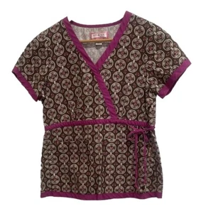 Koi Womens S Mock Wrap Side Tie Scrub Top Short Sleeve V-Neck Medical Pockets - Picture 1 of 7