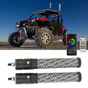 2X 1FT Thick LED Whip Spiral Chasing RGB Fat Whip Light for Polaris RZR XP 4 900 - Picture 1 of 13