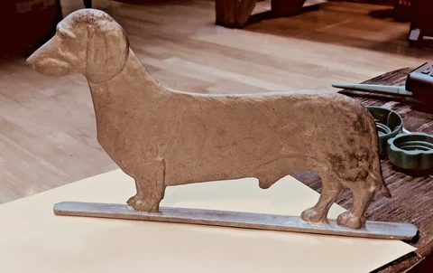 Vintage Cast Aluminum Fence Gate Topper Finial Weathervane DACHSHUND Dog 11 1/2" Cover