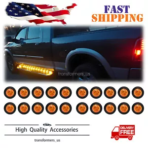 20X 3/4" 12V Marker Lights LED Truck Trailer Round Side Bullet Light Amber Lamps - Picture 1 of 13