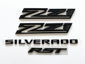 2019-2023 Matte Black Chevrolet Silverado RST Z71 Emblem Nameplate Badge Kit 4pc
