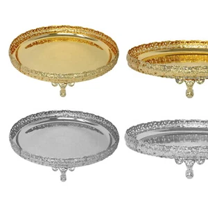 Deko Spiegeltablett Kerze vergoldet versilbert rund Servier Paandan Tablett LR - Bild 1 von 25