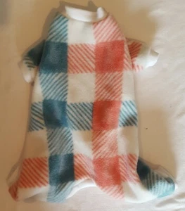 Blue & Orange Plaid Fleece Pajamas PJ's Dog Pet Apparel Clothes XXXS & XXS - Picture 1 of 2
