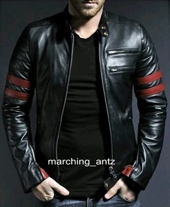 REAL SOFT SHEEP LEATHER CASUAL MOTO MOVIE BIKER DESIGNER JACKET COAT Bkmr - Picture 1 of 5