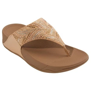 Sandalia FitFlop Lulu Cristal Pluma Puntera Rubor Beige US 7 EUR 38 NUEVA EN CAJA - Imagen 1 de 7