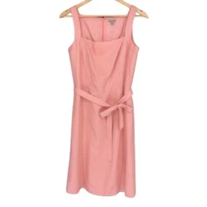 Ann Taylor 100% Silk pink A-line dress with waist sash. - Picture 1 of 9