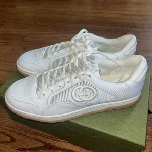 GUCCI MAC80 Tela Cuero Hombre Off-White 747953 AAB8C 9110 Talla 11+ (US 12) - Imagen 1 de 7