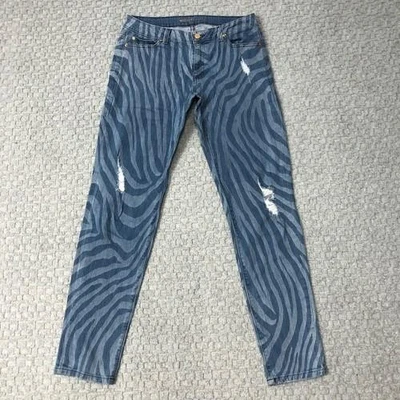 Pantalones de mezclilla Michael Kors para mujer 4 azules Dillon relajados con estampado de cebra desgastados día Foto 1 de 4