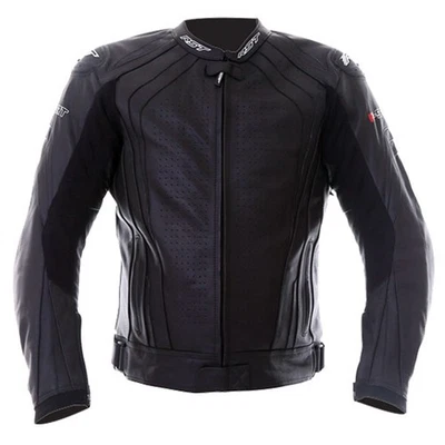 RST R-Sport CE Mens Leather Motorcycle Jacket Black