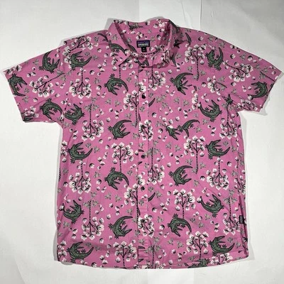 Camisa Patagonia Cocodrilo Aloha Para Hombre Talla XL Manga Corta Rosa Estampado Floral Rara Foto 1 de 4