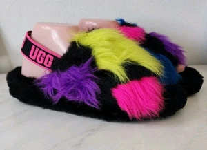 Sandalias UGG Fluff Yeah Party Spots Talla 10 Piel de Oveja Deslizables Zapatillas 1125006 - Imagen 1 de 11