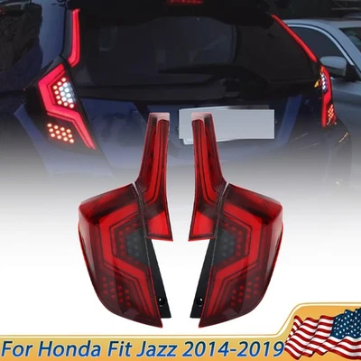 RED Lens For 2014-2019 Honda Fit Jazz Animation Rear Brake Lamp LED Tail Light Foto 1 de 4