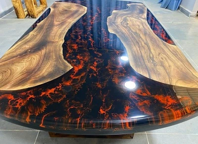 size 36x18" Volcanic Red & Black Epoxy Resin Coffee Table top - Image 1 of 4