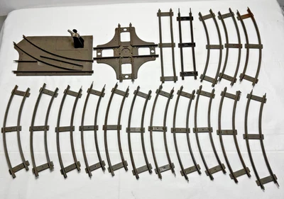 Qty 18 O Gauge Marx 2 Rail Model Train Track Pre War Curve Straight Switch Cross - Image 1 of 4