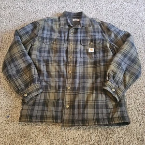 Carhartt Shirt Jacket Mens Large Button Up Flannel Sherpa Lined 101752316 - Picture 1 of 7