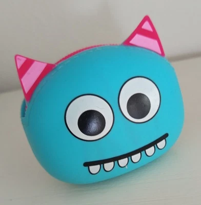 Kinder Silikon👛 Geldbörse👛 Geldbeutel Monster🧌 Gesicht👛 türkis/pink  - Bild 1 von 3