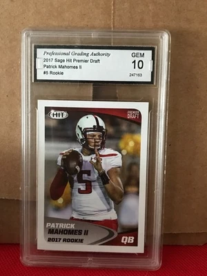 2017 Sage Hit #5 Patrick Mahomes Rookie Graded  Gem  10 Kansas City Chief B489 - Image 1 of 4