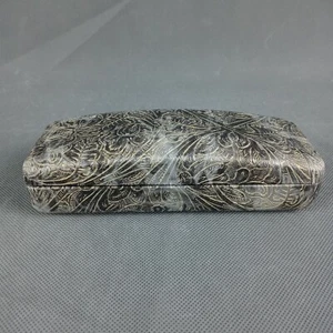 Antique Style Eyeglasses Case Hard Shell Textured Travel Carrier Felt Lined Gray - Picture 1 of 11