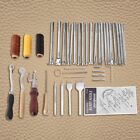 48Pcs Leather Craft Hand Tools Kit For Sewing Stitching Punch Carving Work Eob