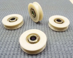 x4 OIK 1-1/4 32mm OD X 1/4" ID GROOVED NYLON SLIDING DOOR GUIDE ROLLER BEARING - Picture 1 of 14