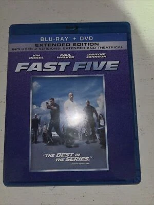 Fast Five Blu-ray & DVD 2 Disc Set Paul Walker Vin Diesel Dwayne Johnson Action - Image 1 of 3