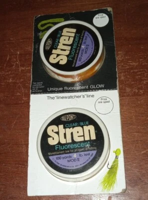 VINTAGE Stren Clear Blue Fluorescent 100yrds 4lb Test MOD 2 Du Pont Lot of 2 NEW - Image 1 of 3
