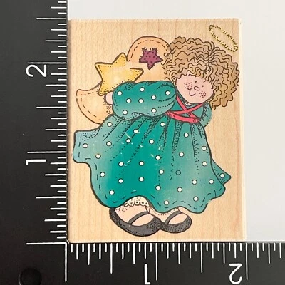 Sello de goma montado en madera Hero Arts Angel Hiding Star Country Stitch E1268 Foto 1 de 4
