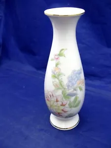 KLEINE PORZELLANSOCKELVASE MIT HELL GEMISCHTEM BLUMENDESIGN - SCHÖN - Bild 1 von 7