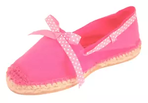 DE OSU -Spain -Girls Fuchsia Pink Cotton Ribbon Espadrilles - European 26 Size 9 - Picture 1 of 6