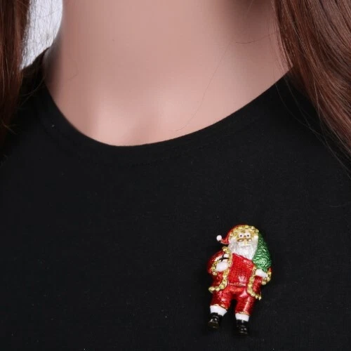 Yellow Gold Plated Santa Christmas Pin Brooch - image 1 of 1