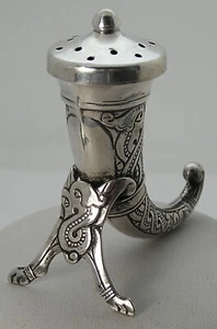 Magnus Aase Norway Sterling Single Salt Pepper Shaker Viking Horn Figural Shape - Picture 1 of 10