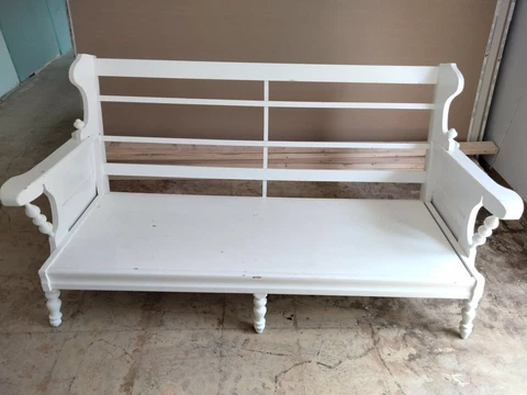 SOFA WHITE CIRCA 1940’s 32” Tall 69” Length 25” Wide Cover