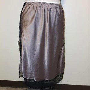 Christian Dior Vintage 70s  Cocoa Black Lace Trimmed Half Slip  S - Picture 1 of 13