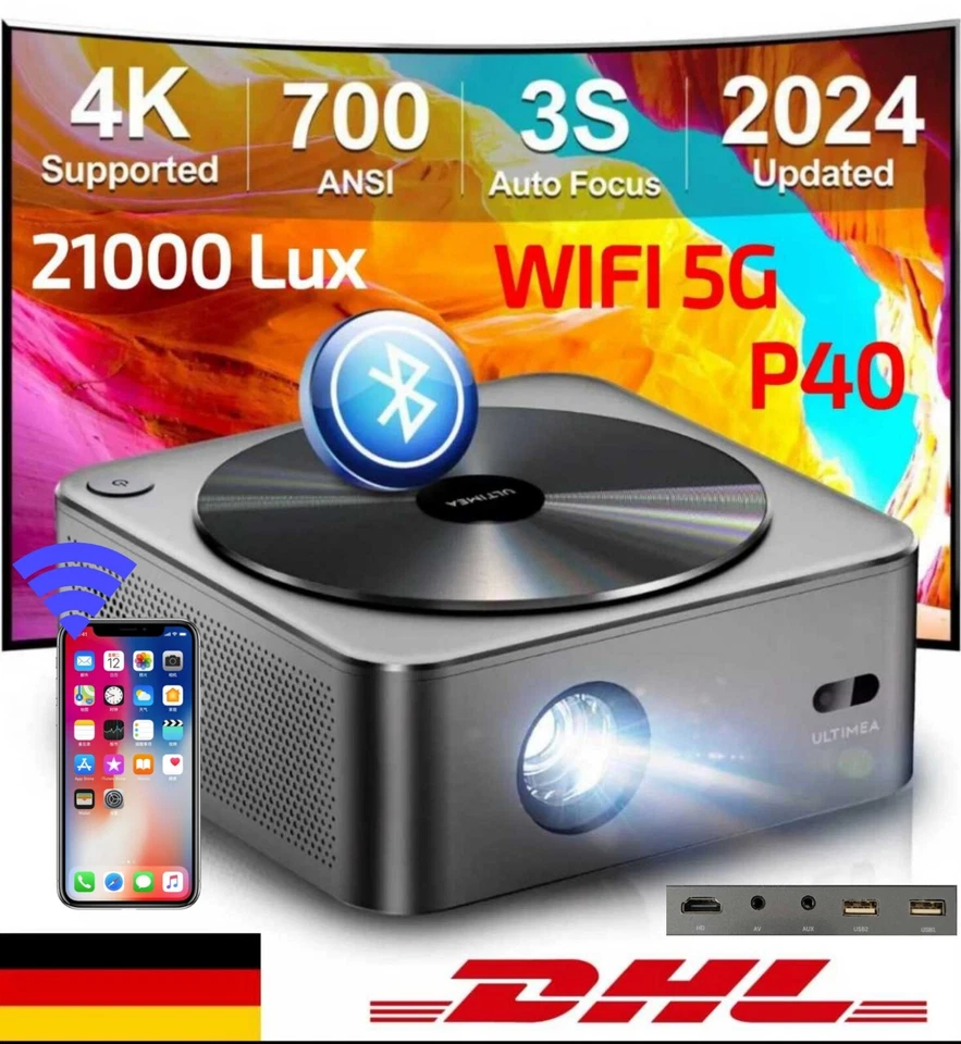 ULTIMEA Apollo P40 Beamer 4K Unterstützt 700 ANSI-Lumen mit Hindernisvermeidung - Bild 1 von 4