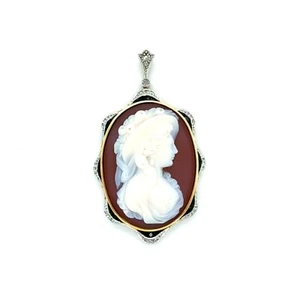 14k Two-Tone Gold Onyx Cameo - Picture 1 of 2